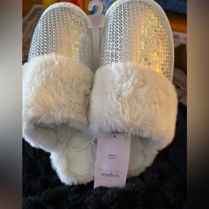 Auden Glittery Sequin Slippers with Soft Faux Fur